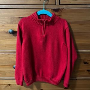 Boys red quarter zip sweater